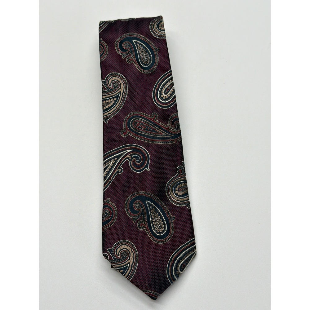 Jos A Bank Heritage Collection‎ Mens Silk Tie Burgundy Navy Paisley Necktie